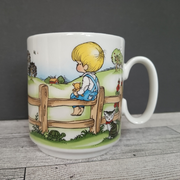 Joan Walsh Anglund Vintage 1969 Mug Boy on Fence Ebeling and Reuss W. Germany - Picture 1 of 6